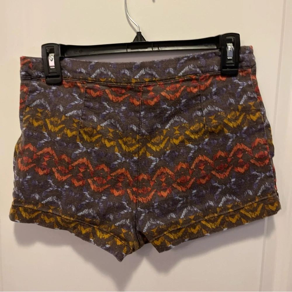 Free People Womens Size 2 Multicolor Aztec Geometric Print Pockets Mini Shorts